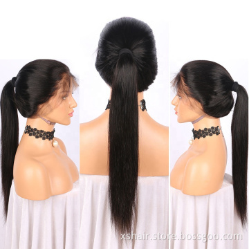 360 Lace High Ponytail Wig Glueless Pre Plucked 360 Lace Frontal Wigs Vendor,180 Density Remy Brazilian Straight Wigs For Women